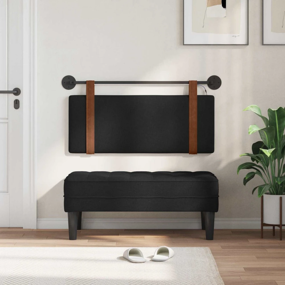 Pakabinamas lovos galvūgalis Su LED šviesa Juoda Antikinis PU