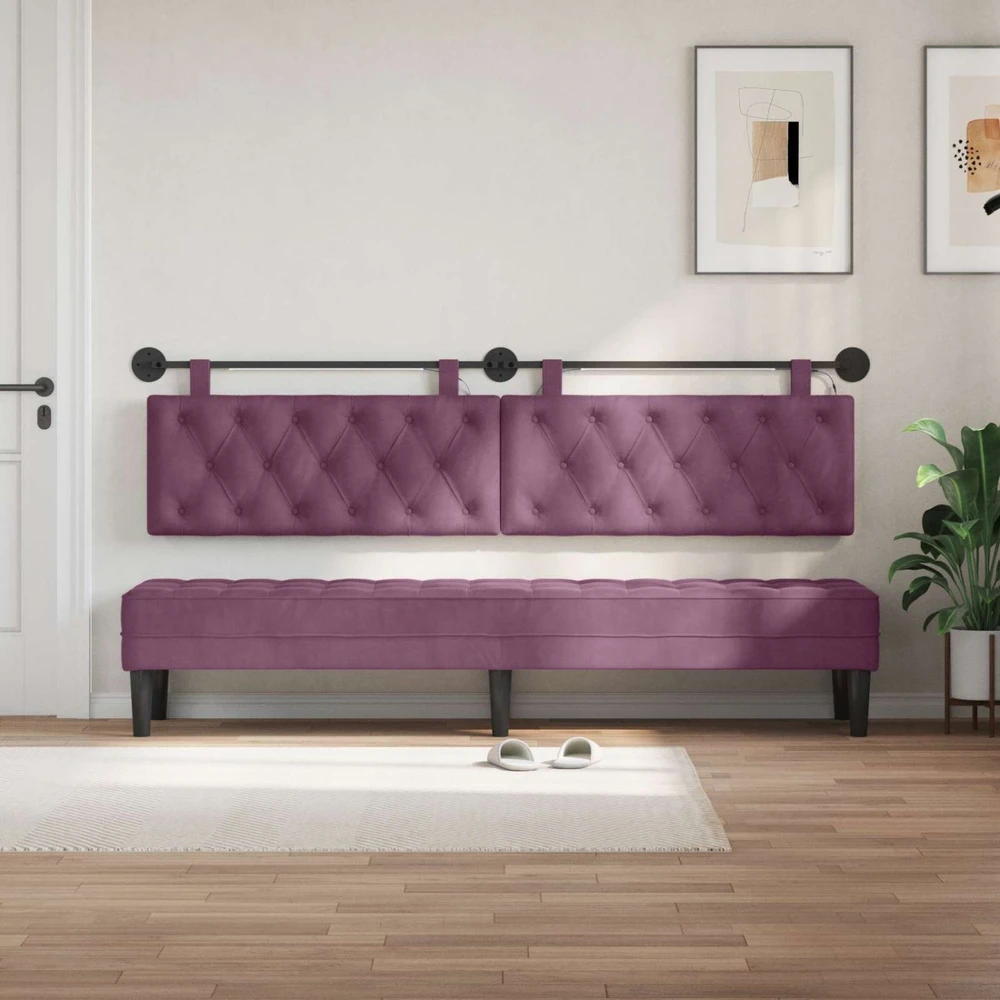 Pakabinamas lovos galvūgalis Su LED šviesa Violetinė Aksomas