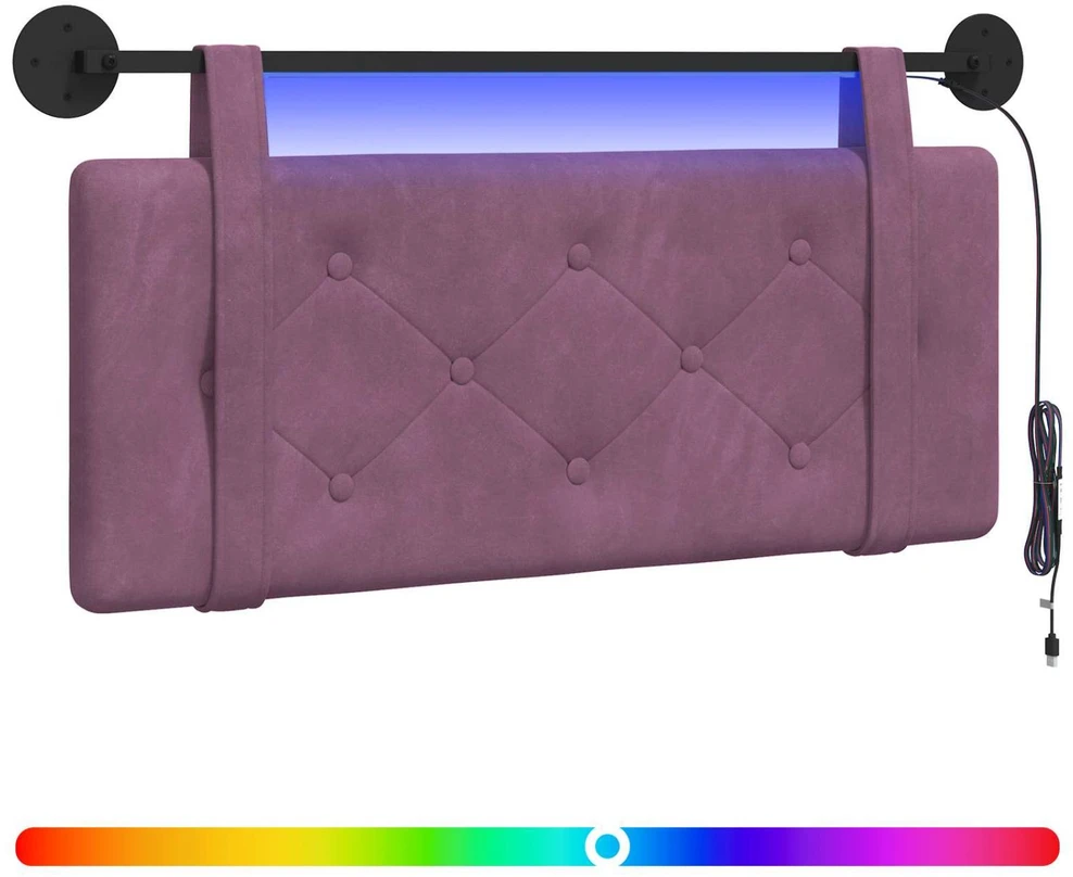 Pakabinamas lovos galvūgalis Su LED šviesa Violetinė Aksomas
