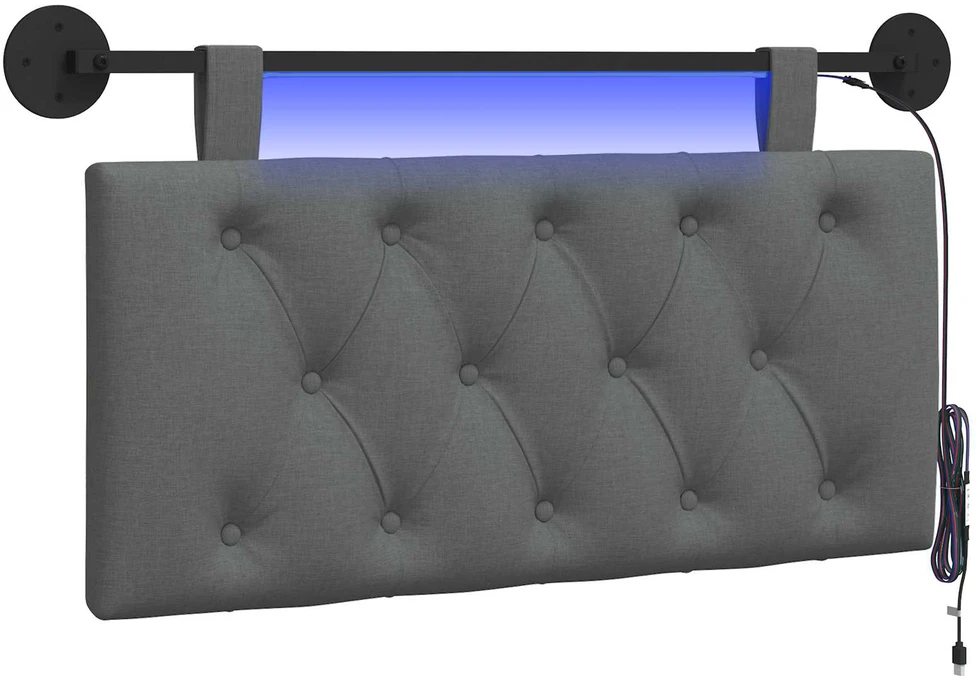 Pakabinamas lovos galvūgalis Su LED šviesa Tamsiai pilka