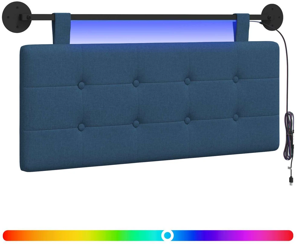 Pakabinamas lovos galvūgalis Su LED šviesa Mėlyna Audinys