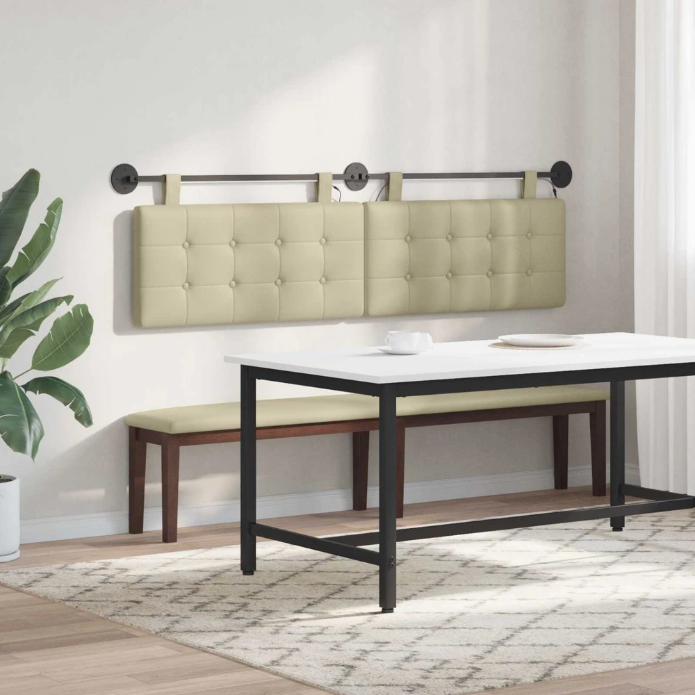 Pakabinamas lovos galvūgalis Su LED šviesa Kreminė Dirbtinė oda