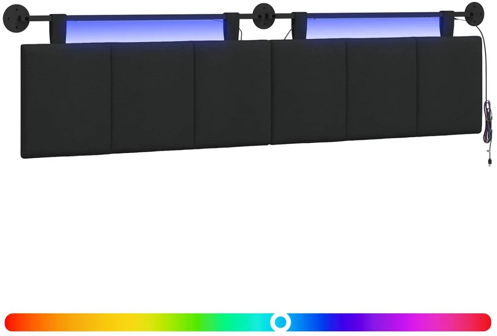 Pakabinamas lovos galvūgalis Su LED šviesa Juoda Audinys