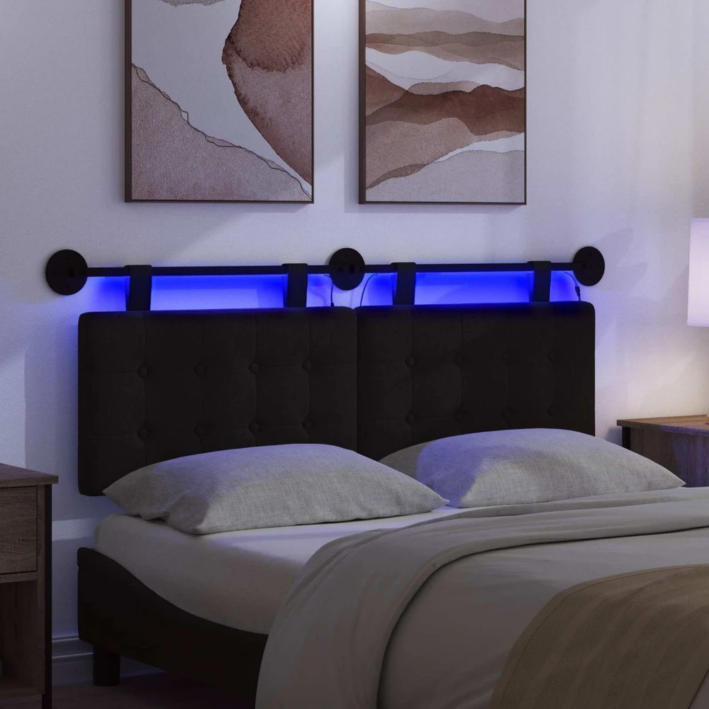Pakabinamas lovos galvūgalis Su LED šviesa Juoda Audinys