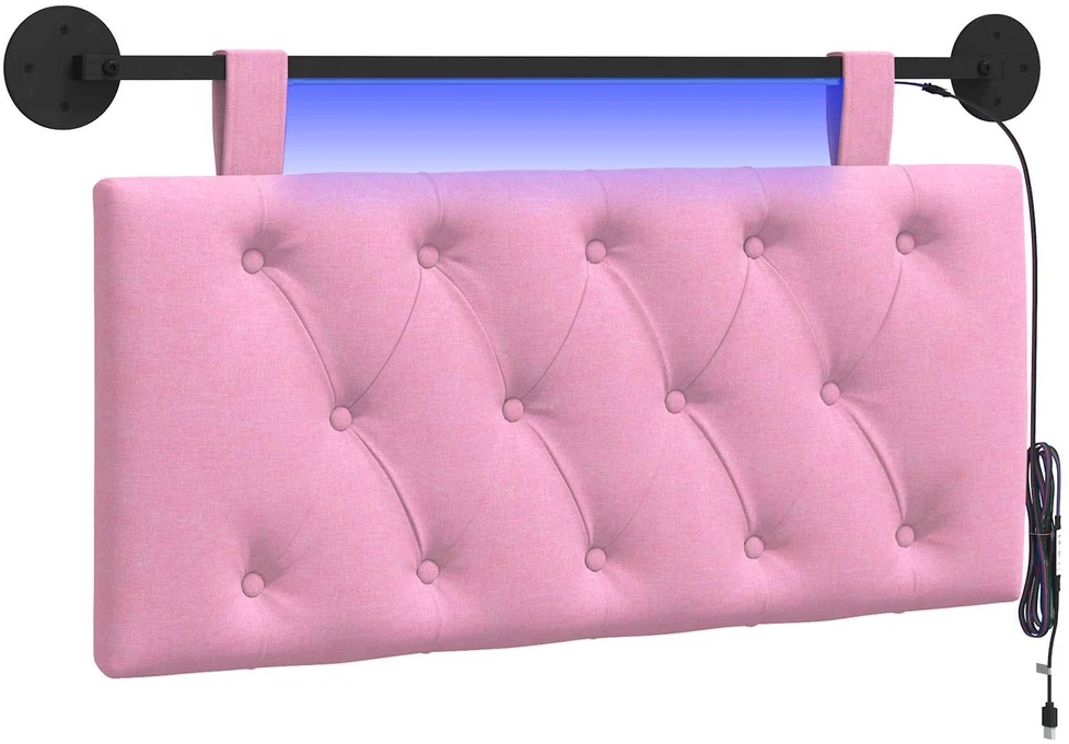 Pakabinamas lovos galvūgalis Su LED šviesa Rožinė Audinys