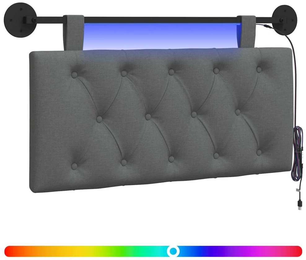 Pakabinamas lovos galvūgalis Su LED šviesa Tamsiai pilka