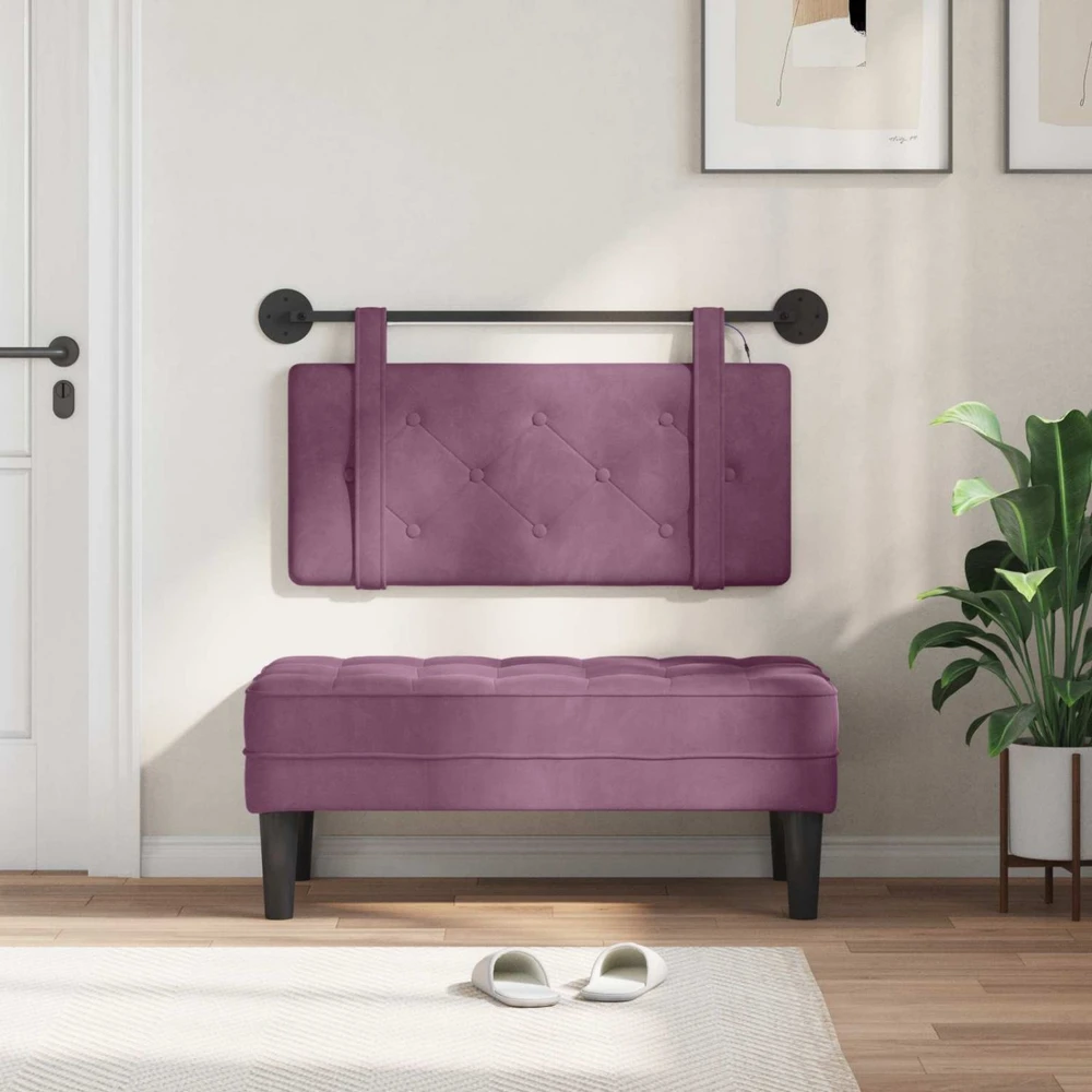 Pakabinamas lovos galvūgalis Su LED šviesa Violetinė Aksomas