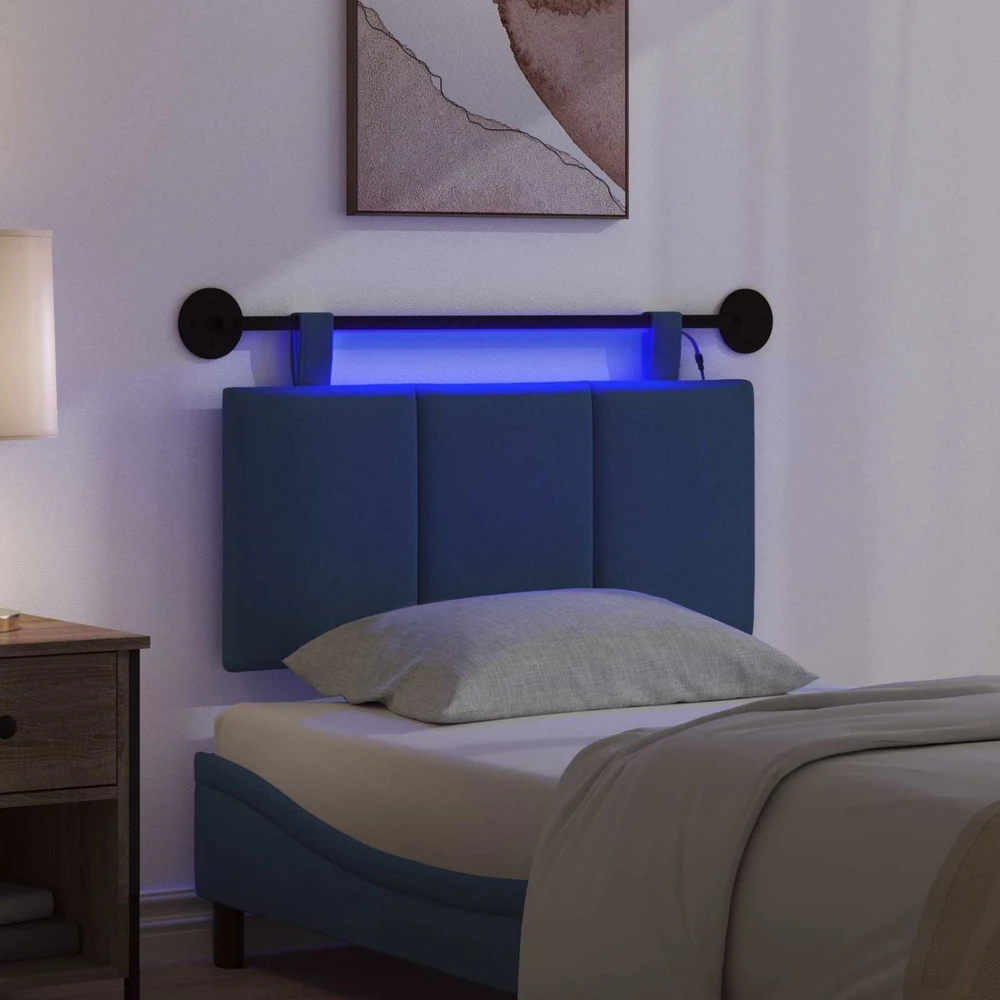 Pakabinamas lovos galvūgalis Su LED šviesa Mėlyna Audinys