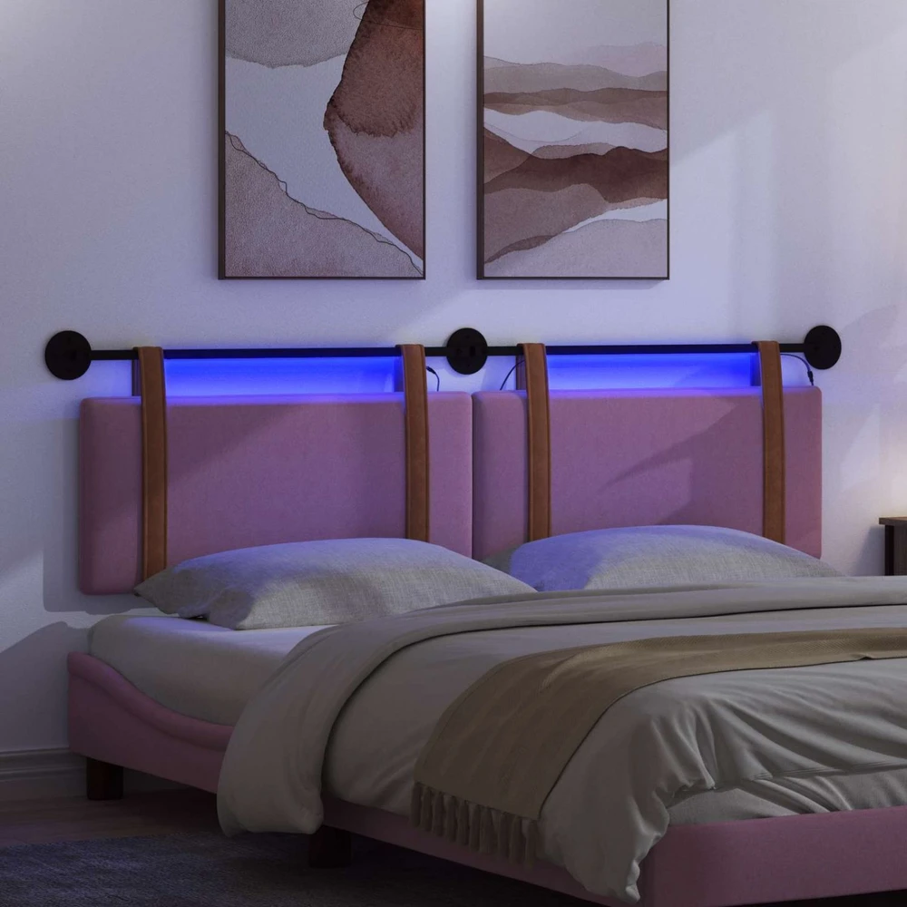 Pakabinamas lovos galvūgalis Su LED šviesa Rožinė Antikinis PU