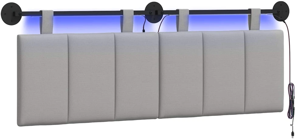 Pakabinamas lovos galvūgalis Su LED šviesa Debesų pilka Audinys