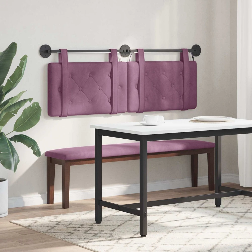 Pakabinamas lovos galvūgalis Su LED šviesa Violetinė Aksomas