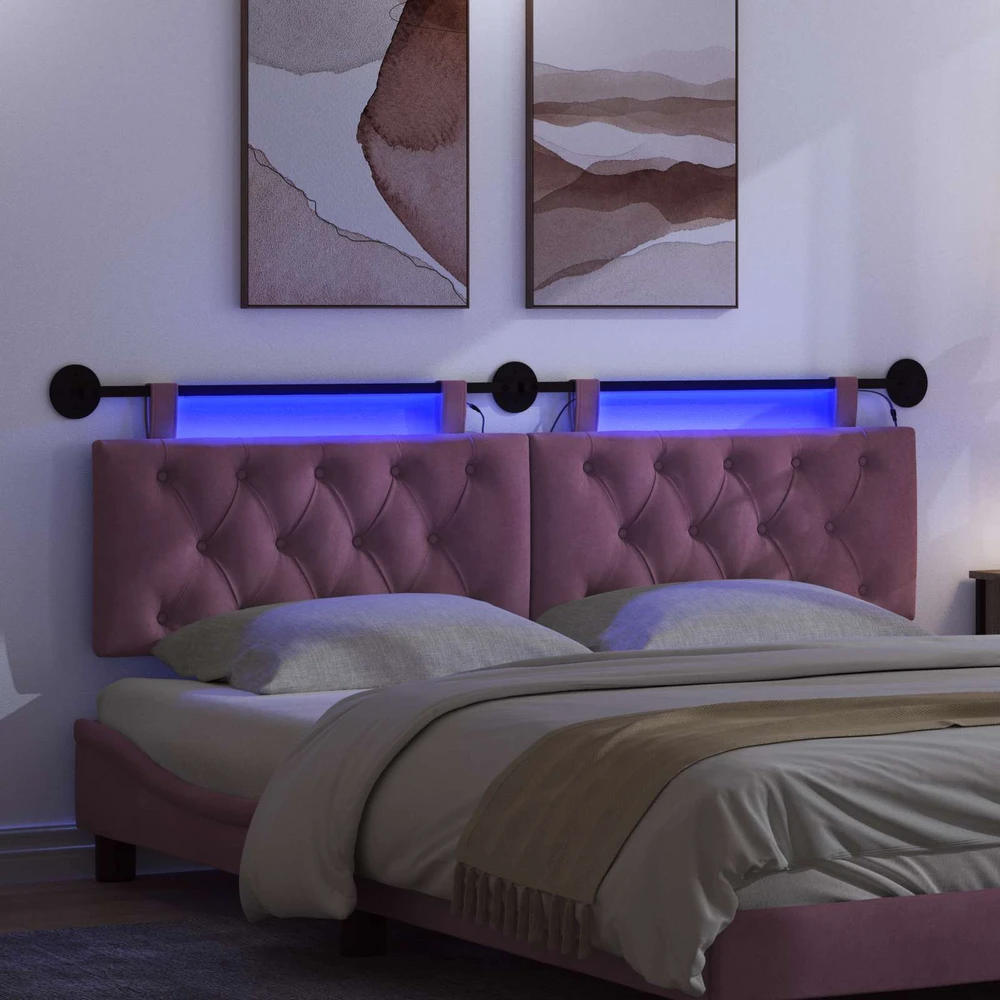 Pakabinamas lovos galvūgalis Su LED šviesa Violetinė Aksomas