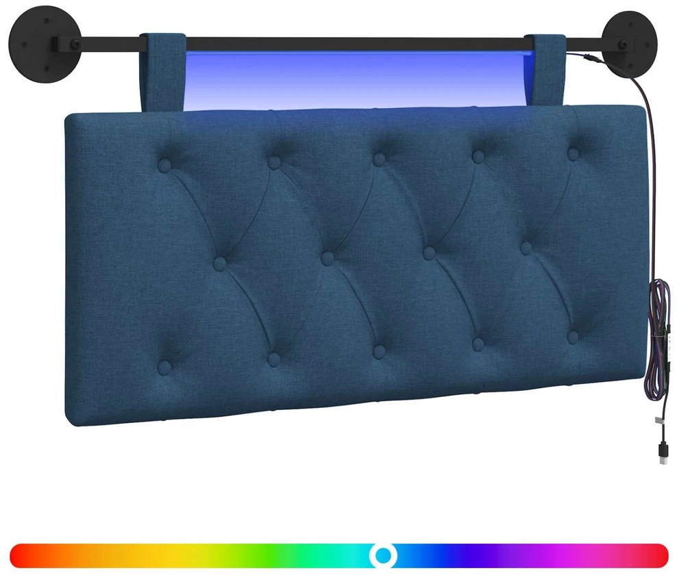Pakabinamas lovos galvūgalis Su LED šviesa Mėlyna Audinys