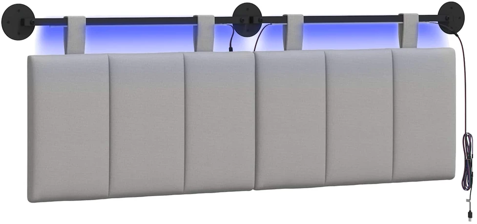 Pakabinamas lovos galvūgalis Su LED šviesa Debesų pilka Audinys