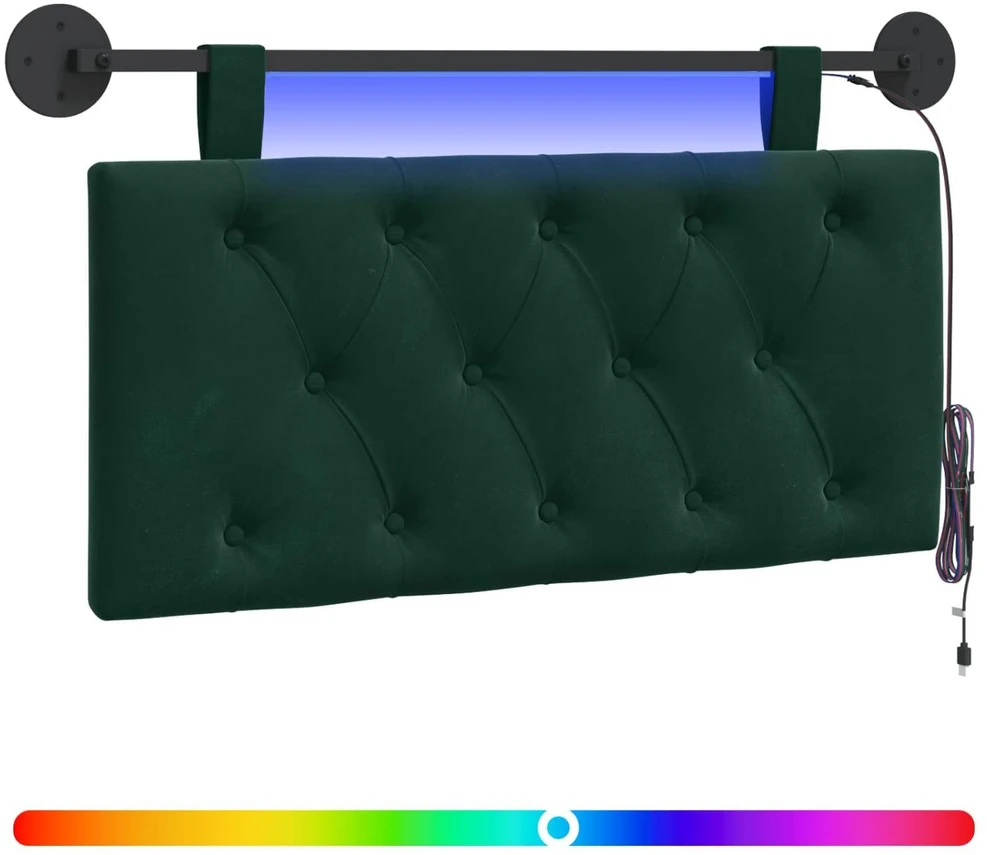 Pakabinamas lovos galvūgalis Tamsiai žalia Aksomas