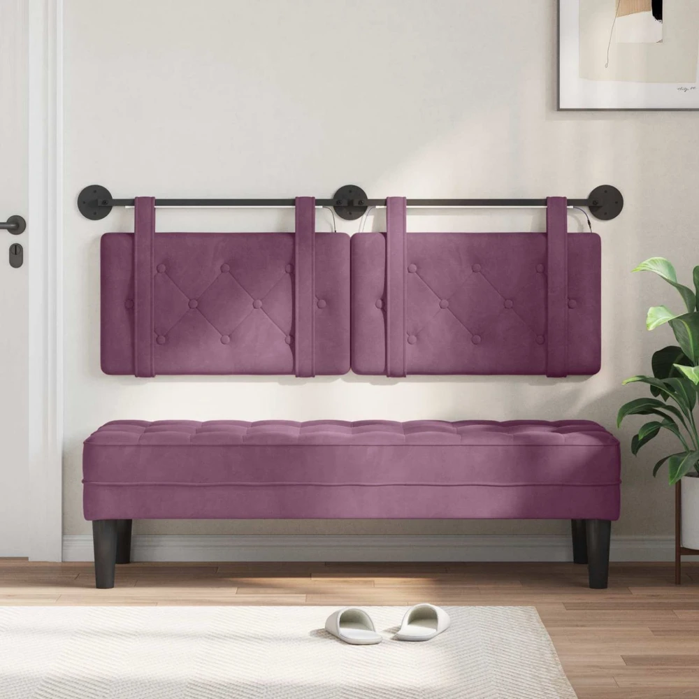 Pakabinamas lovos galvūgalis Su LED šviesa Violetinė Aksomas