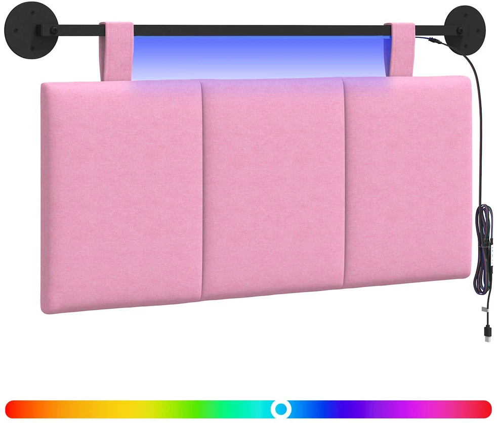 Pakabinamas lovos galvūgalis Su LED šviesa Rožinė Audinys