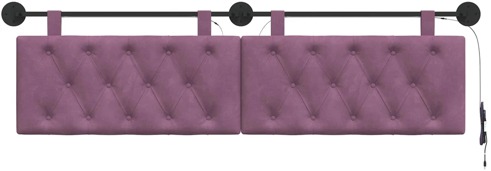 Pakabinamas lovos galvūgalis Su LED šviesa Violetinė Aksomas