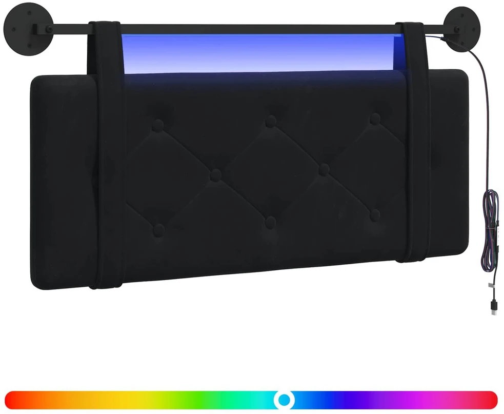 Pakabinamas lovos galvūgalis Su LED šviesa Juoda Aksomas