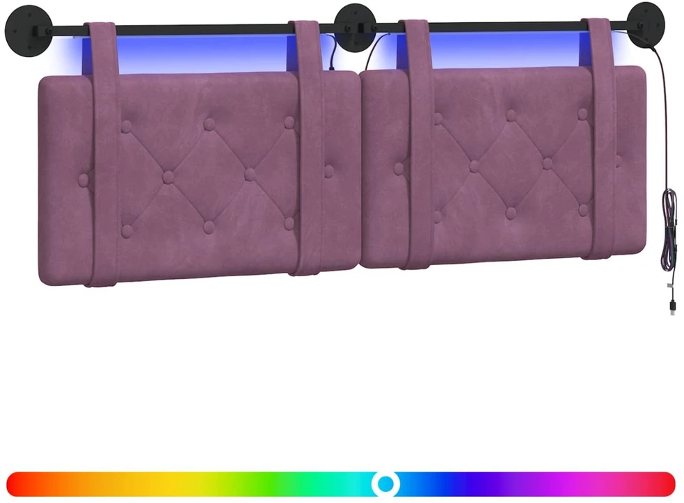 Pakabinamas lovos galvūgalis Su LED šviesa Violetinė Aksomas