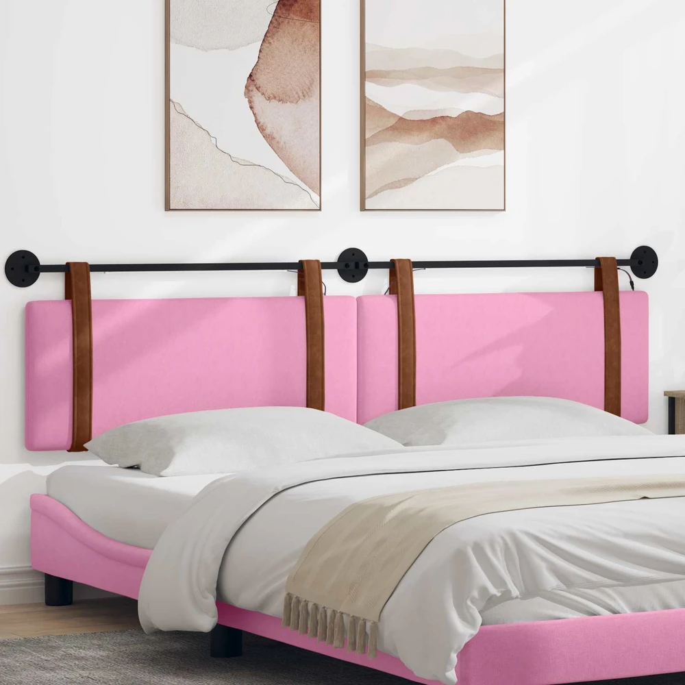 Pakabinamas lovos galvūgalis Su LED šviesa Rožinė Antikinis PU