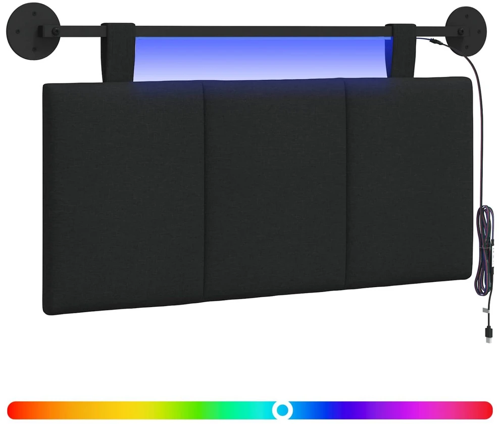Pakabinamas lovos galvūgalis Su LED šviesa Juoda Audinys