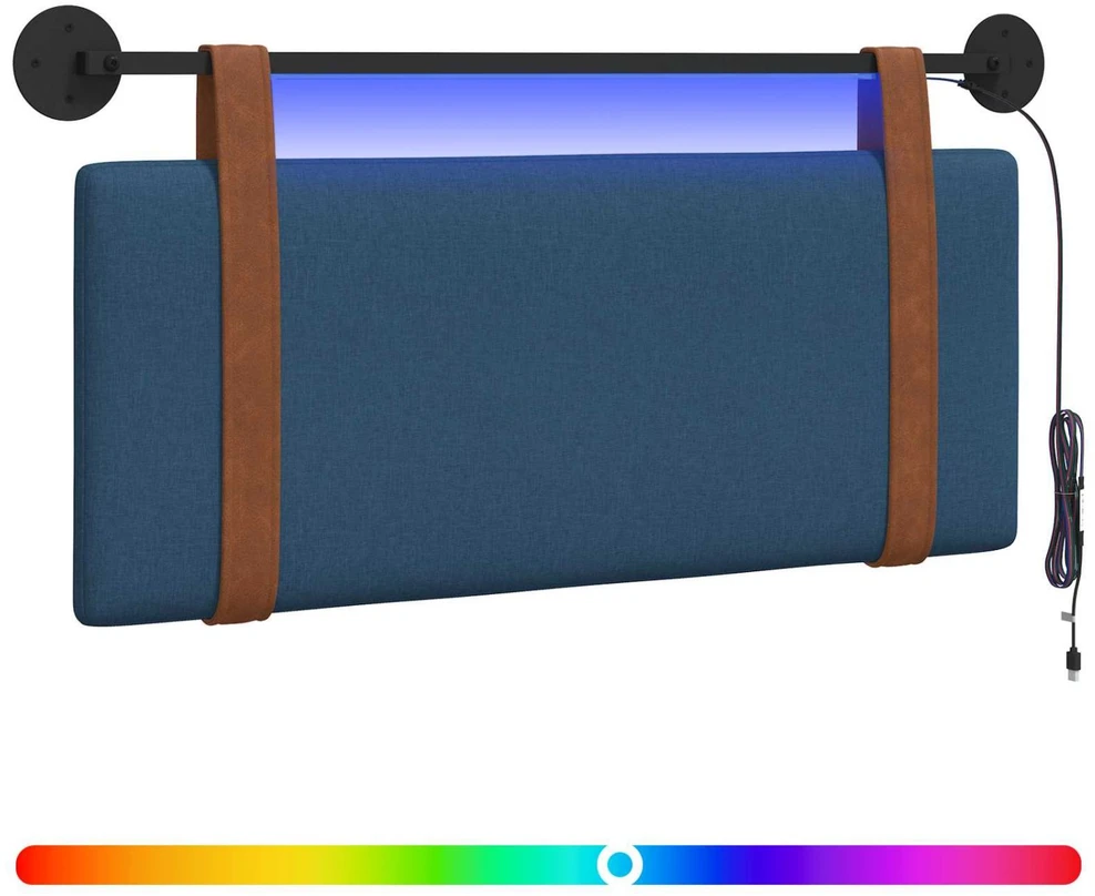 Pakabinamas lovos galvūgalis Su LED šviesa Mėlyna Antikinis PU