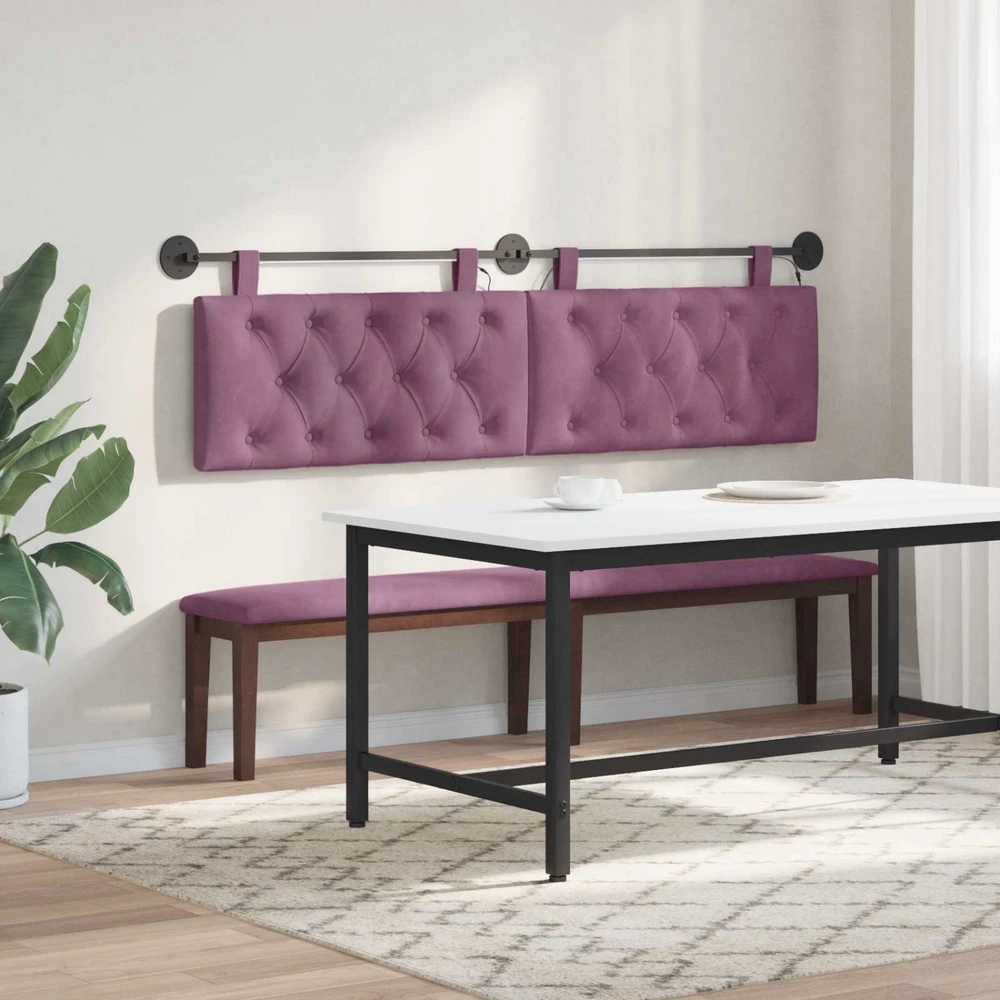 Pakabinamas lovos galvūgalis Su LED šviesa Violetinė Aksomas