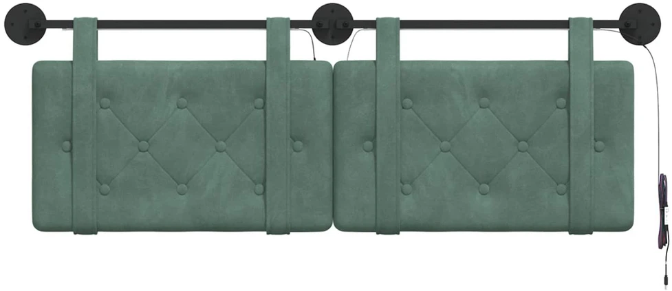 Pakabinamas lovos galvūgalis Su LED šviesa Jūrinė žalia Aksomas