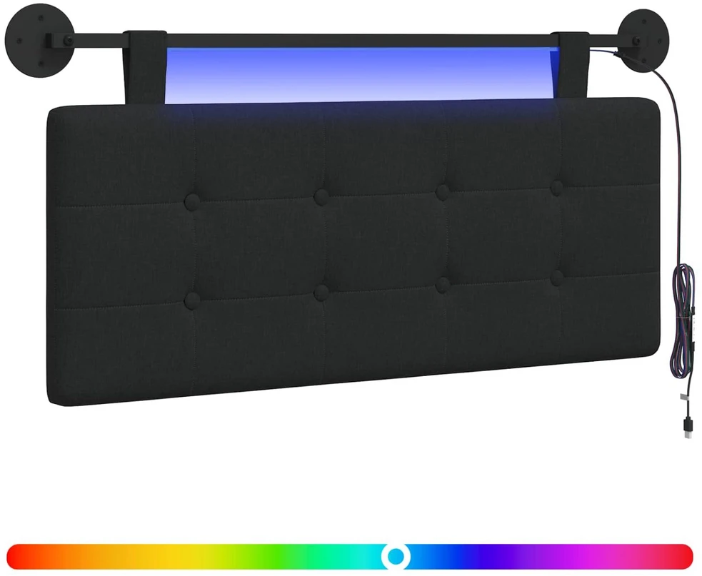 Pakabinamas lovos galvūgalis Su LED šviesa Juoda Audinys