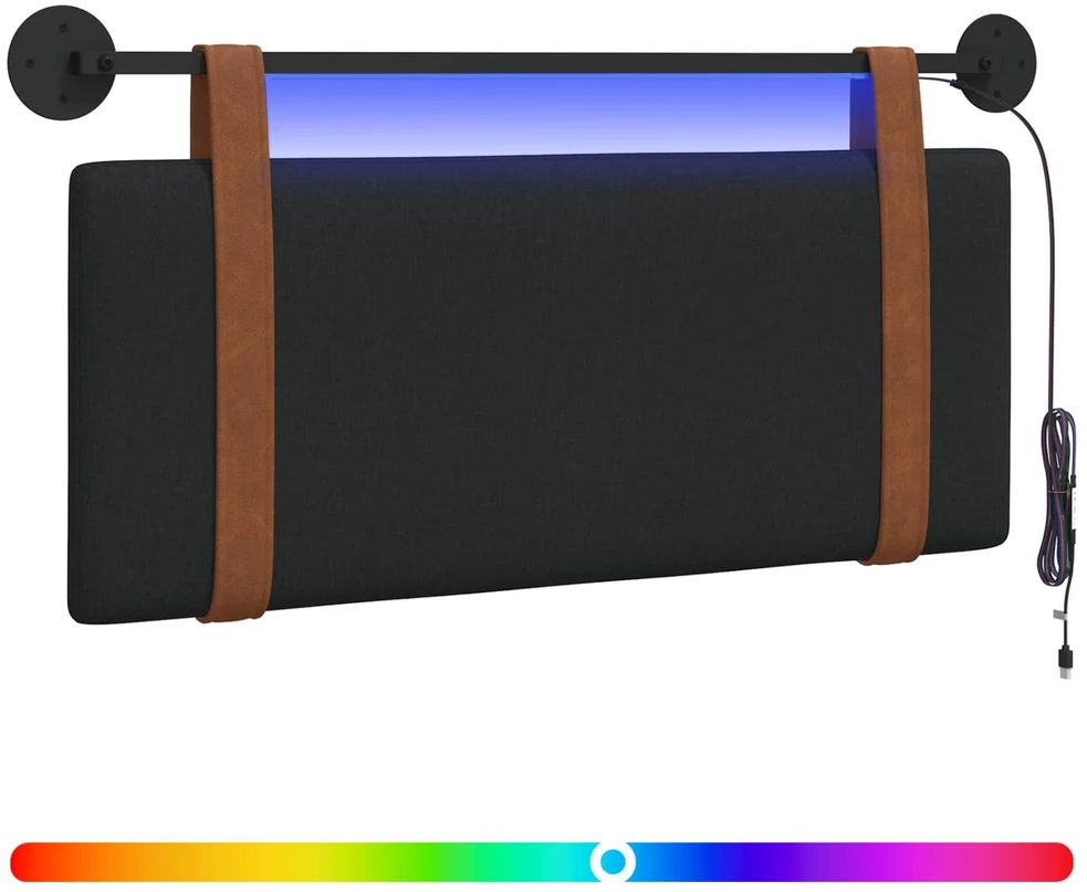 Pakabinamas lovos galvūgalis Su LED šviesa Juoda Antikinis PU