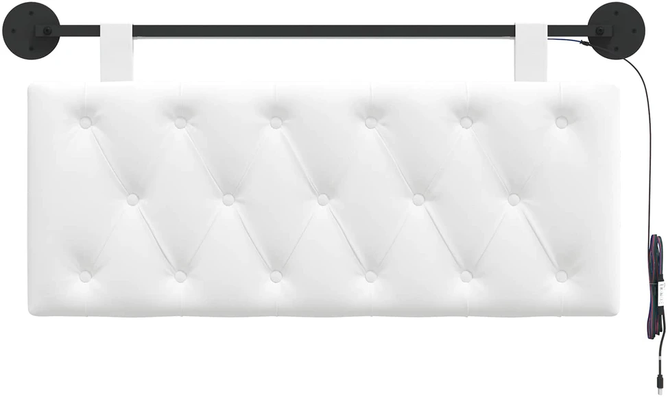 Pakabinamas lovos galvūgalis Su LED šviesa Balta Audinys