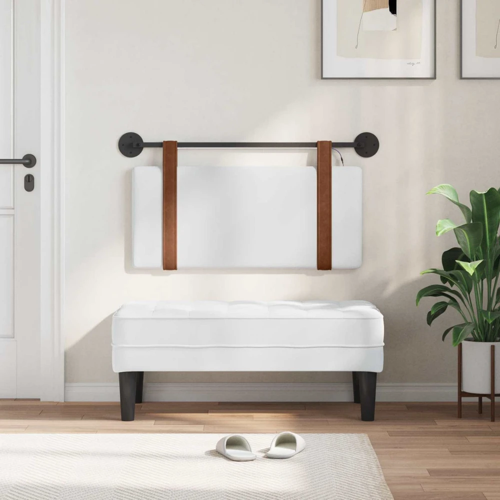 Pakabinamas lovos galvūgalis Su LED šviesa Balta Antikinis PU