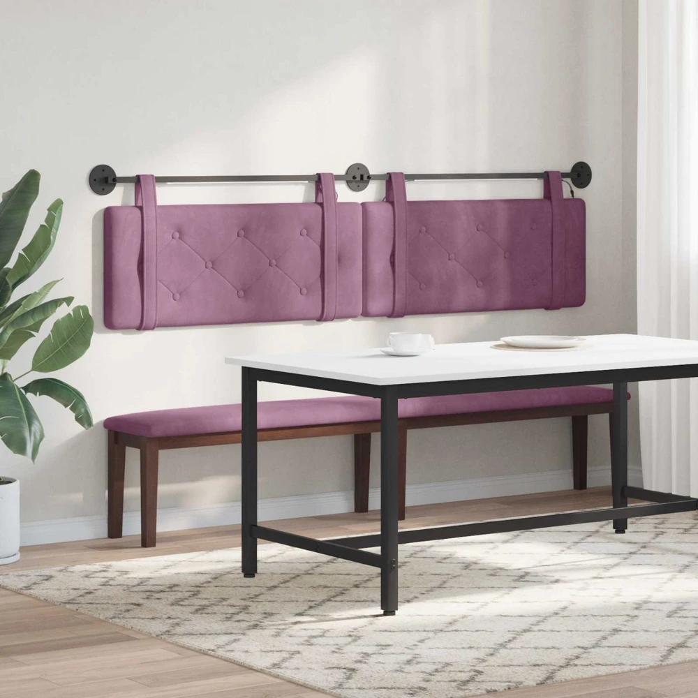 Pakabinamas lovos galvūgalis Su LED šviesa Violetinė Aksomas