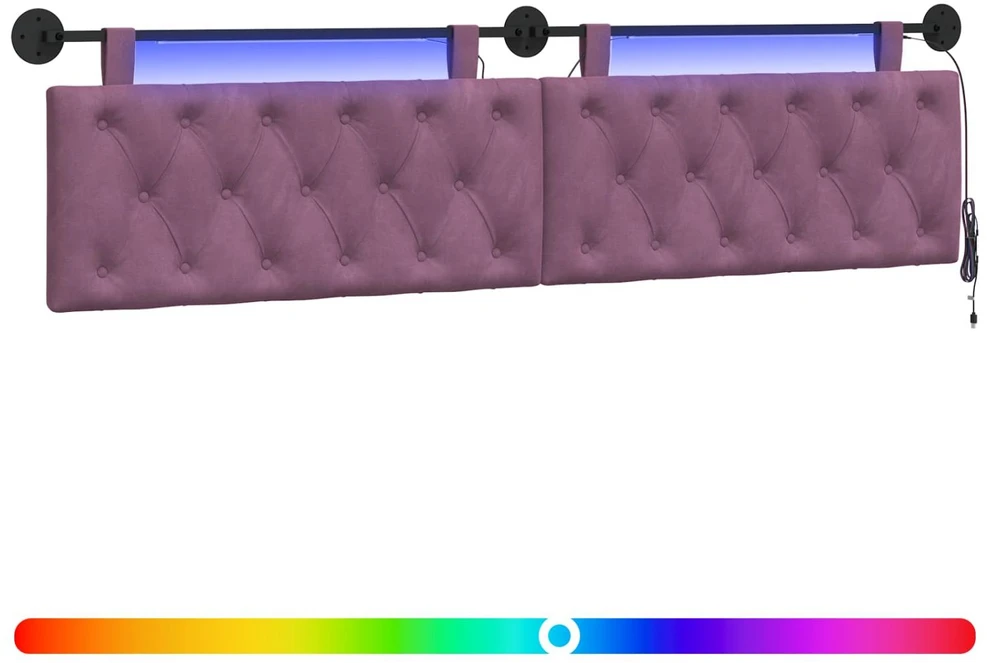 Pakabinamas lovos galvūgalis Su LED šviesa Violetinė Aksomas