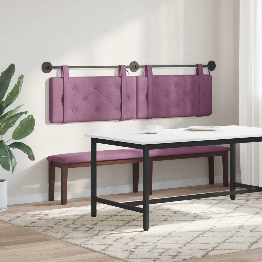 Pakabinamas lovos galvūgalis Su LED šviesa Violetinė Aksomas