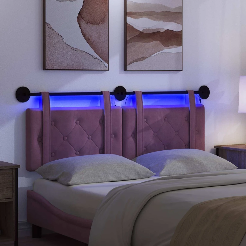 Pakabinamas lovos galvūgalis Su LED šviesa Violetinė Aksomas