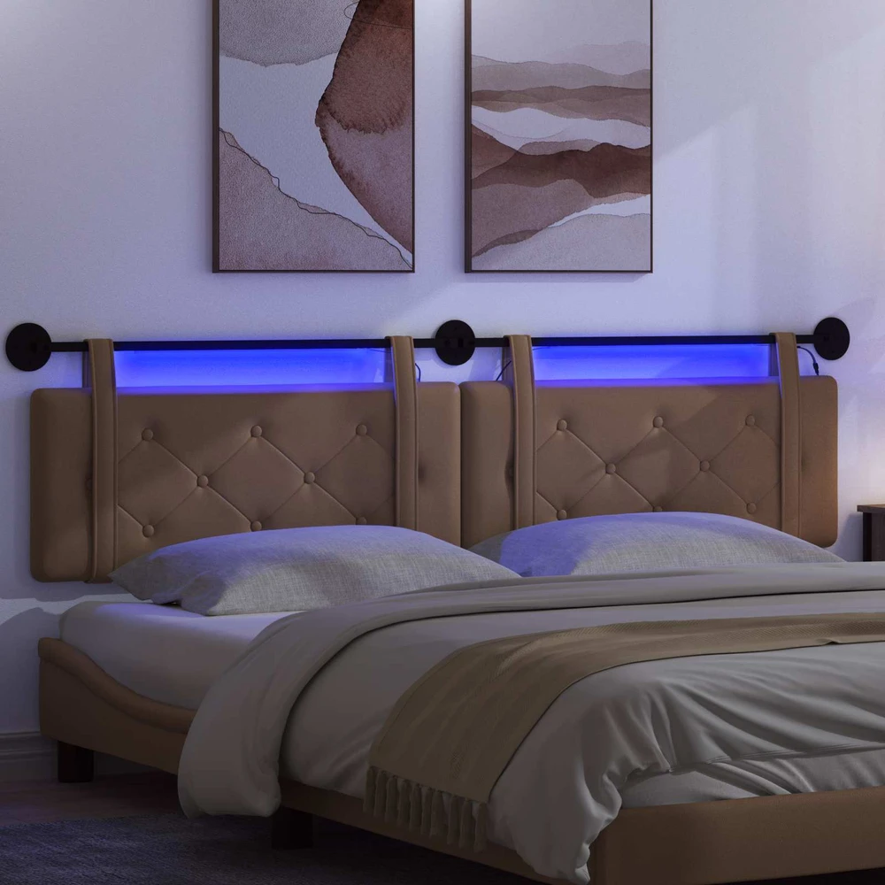 Pakabinamas lovos galvūgalis Su LED šviesa Kapučino