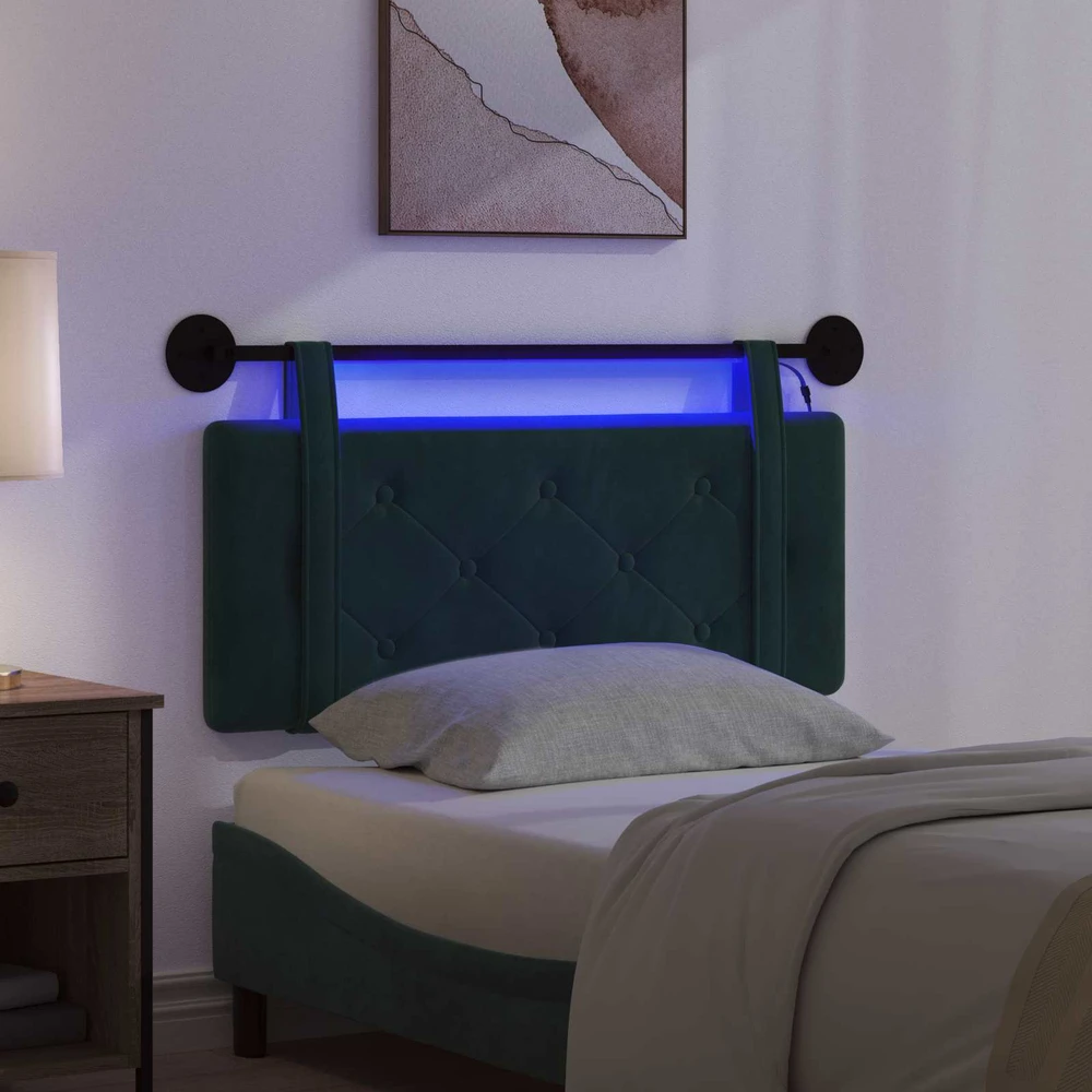 Pakabinamas lovos galvūgalis Su LED šviesa Tamsiai žalia