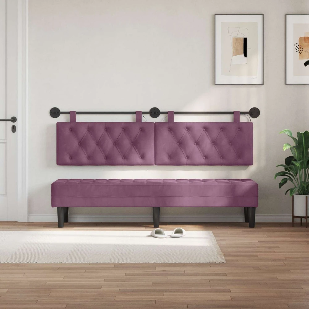Pakabinamas lovos galvūgalis Su LED šviesa Violetinė Aksomas