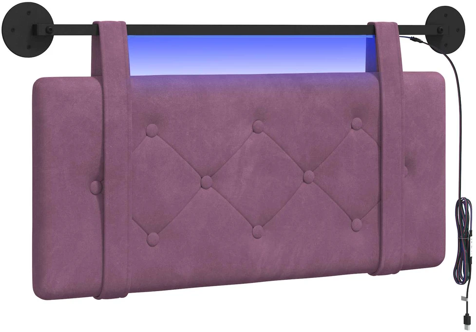 Pakabinamas lovos galvūgalis Su LED šviesa Violetinė Aksomas