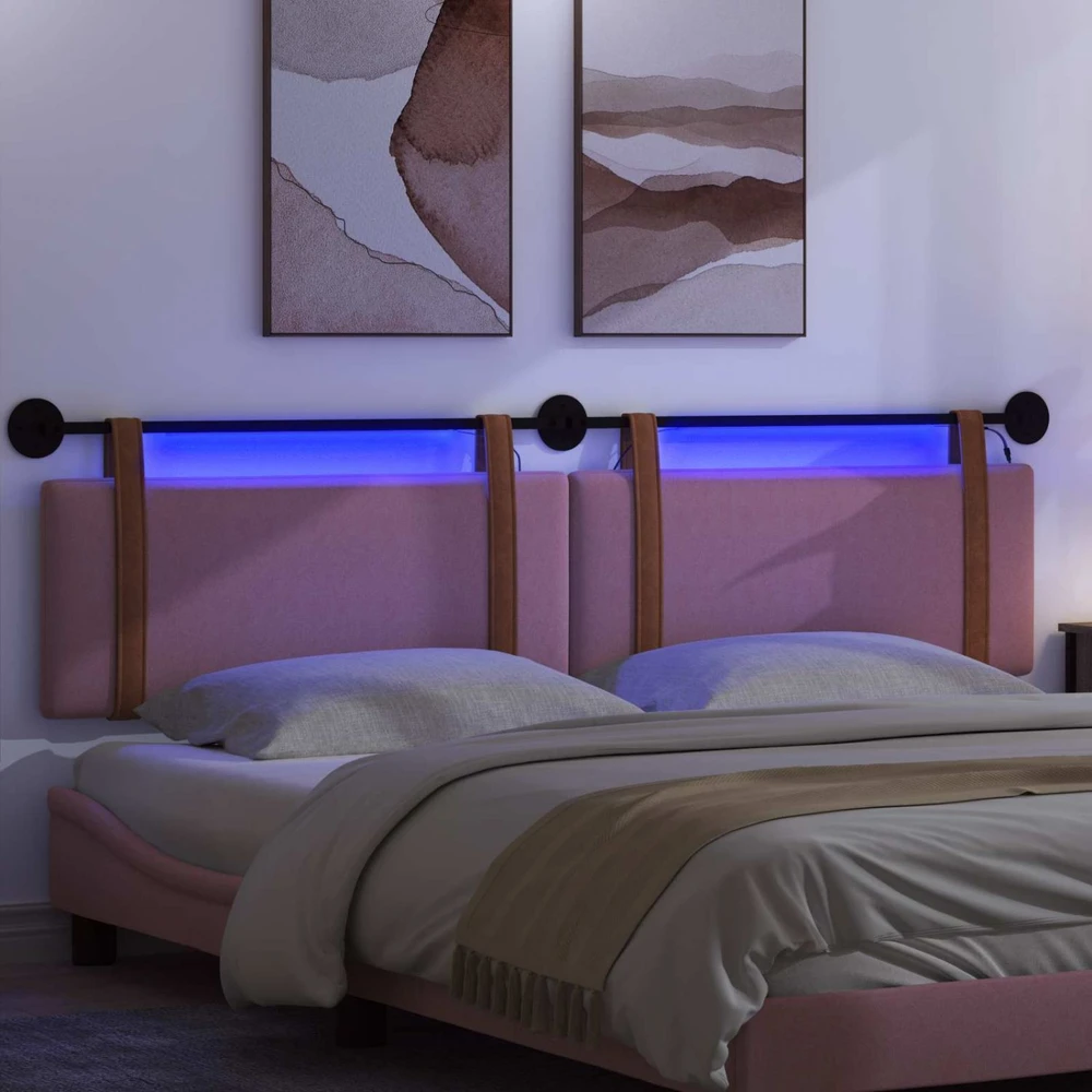 Pakabinamas lovos galvūgalis Su LED šviesa Rožinė Antikinis PU
