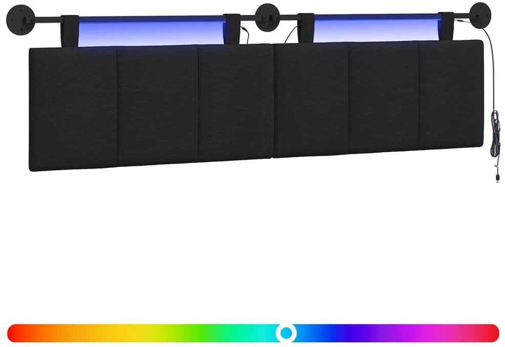 Pakabinamas lovos galvūgalis Su LED šviesa Juoda Audinys