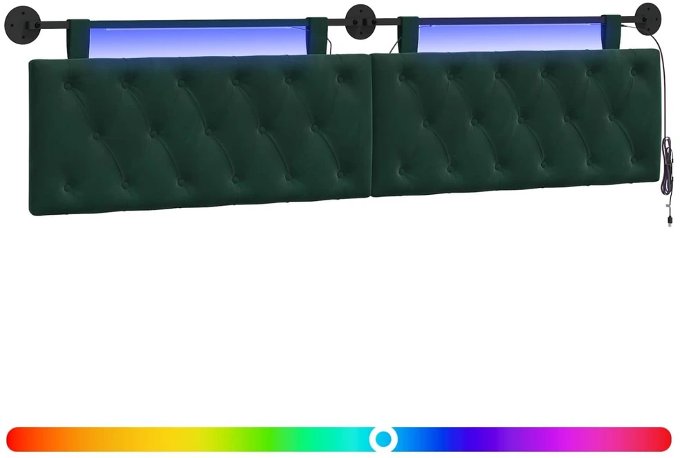 Pakabinamas lovos galvūgalis Su LED šviesa Tamsiai žalia