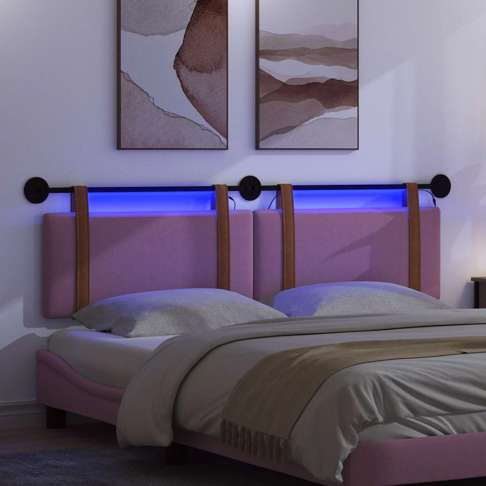 Pakabinamas lovos galvūgalis Su LED šviesa Rožinė Antikinis PU