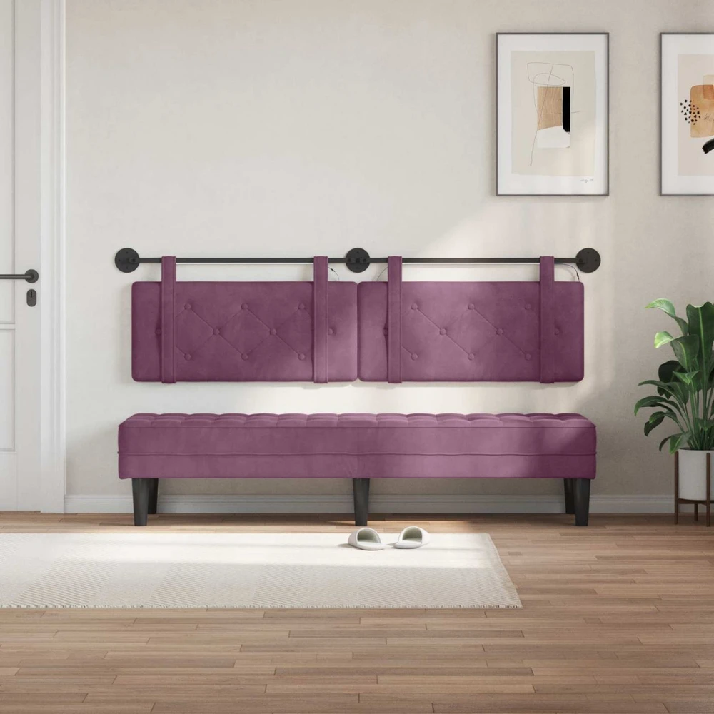 Pakabinamas lovos galvūgalis Su LED šviesa Violetinė Aksomas