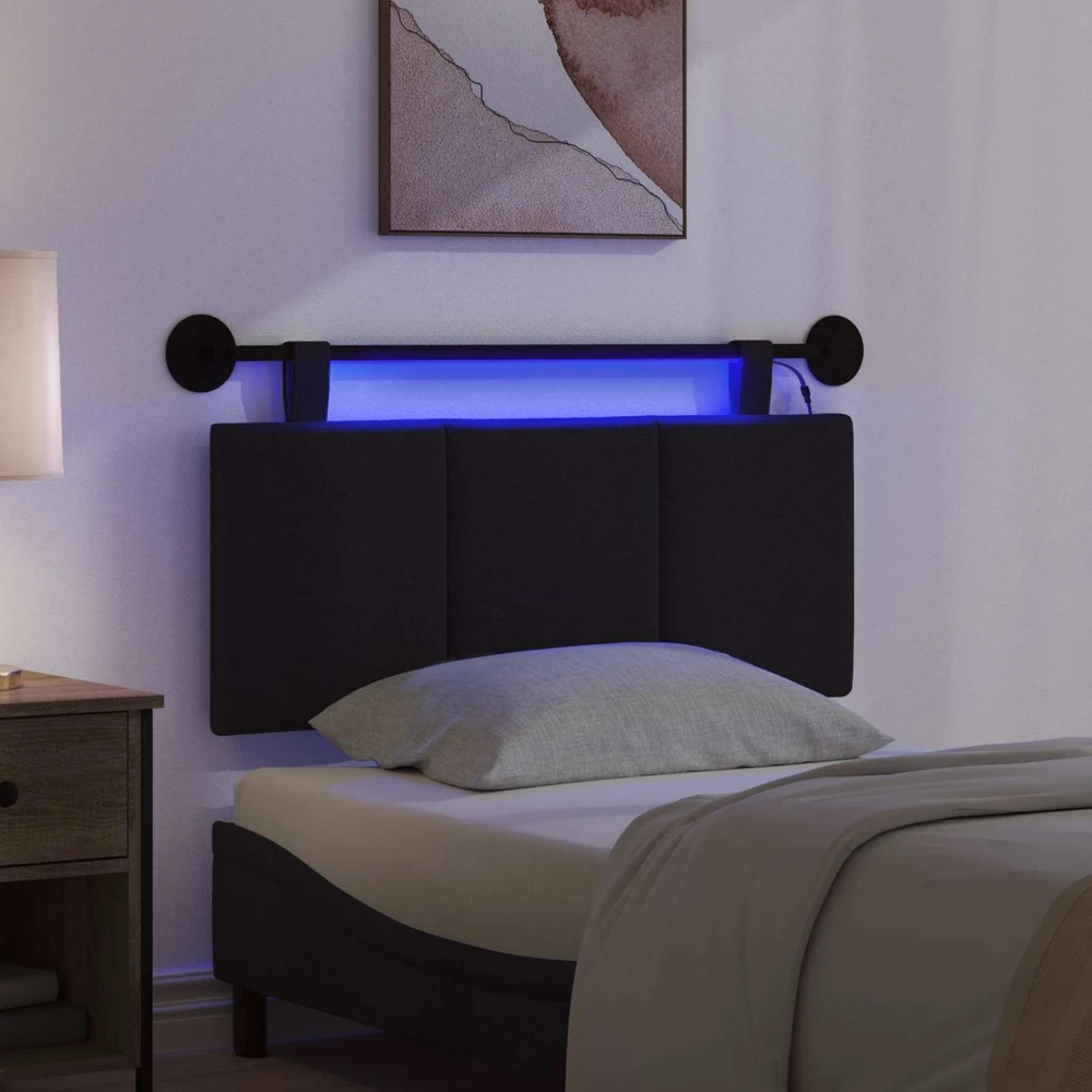Pakabinamas lovos galvūgalis Su LED šviesa Juoda Audinys
