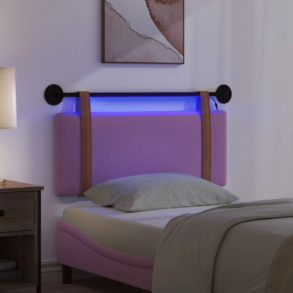 Pakabinamas lovos galvūgalis Su LED šviesa Rožinė Antikinis PU