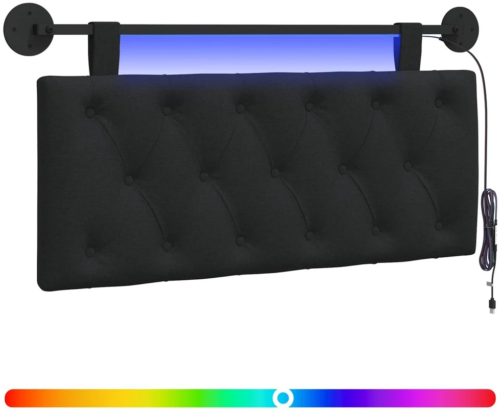 Pakabinamas lovos galvūgalis Su LED šviesa Juoda Audinys