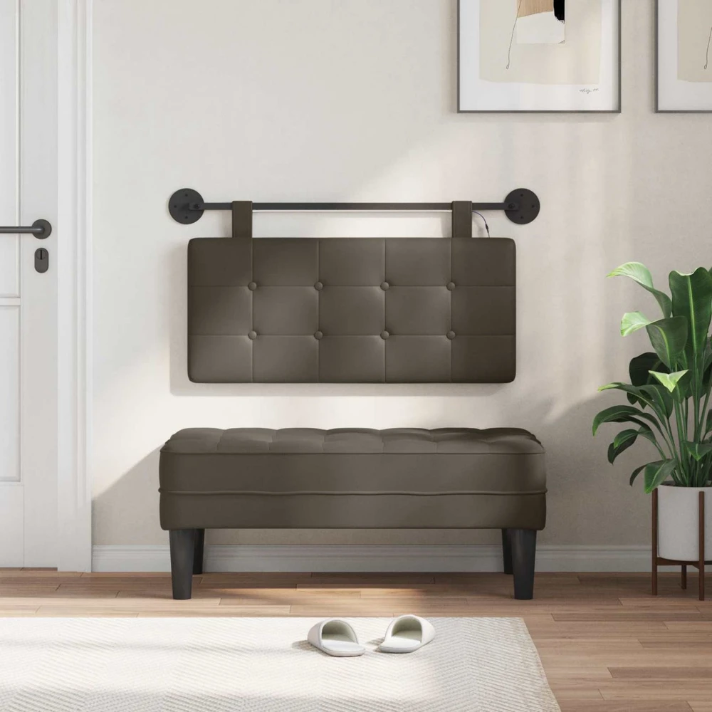 Pakabinamas lovos galvūgalis Su LED šviesa Pilka Dirbtinė oda